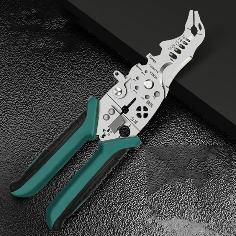 Multi-Function Professional Elbow Wire Stripper Pliers Crimping Tool Electrician Wire Crimping Cutter Wiring Scissors Hand Tool