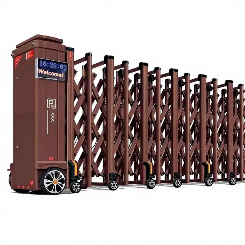 Industrial Electric Retractable Aluminum Alloy Driveway Fencing Gate Automatic Opening Intelligent Sliding Modern Design