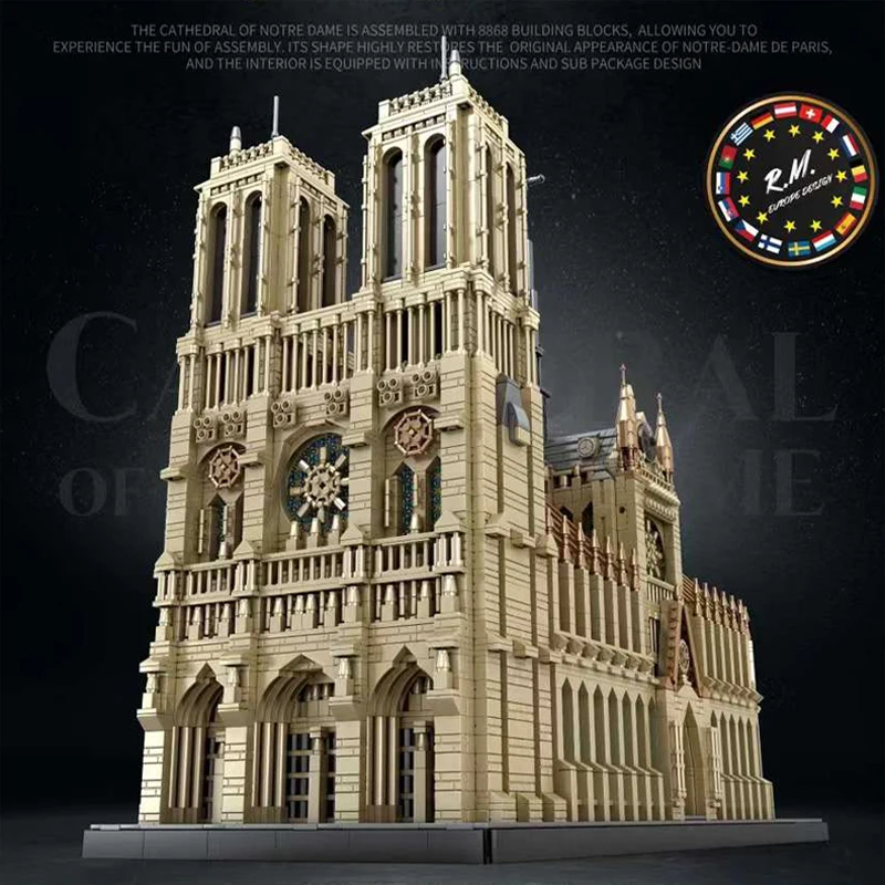 IN STOCK 66016 MOC Notre-Dame Cathedral in Paris Construction Building Blocks Bricks Model Toys for Boys Christmas Gift Set