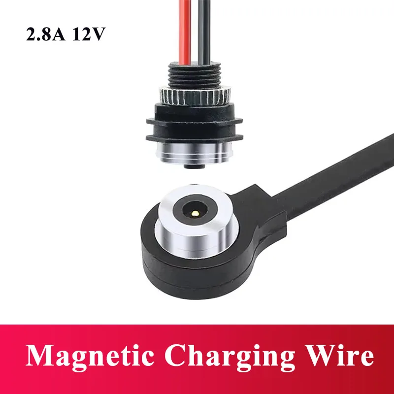 2.8A 12V Magnetic Charging Connector Cable Waterproof Male Female Anti Short Circuit Magnetic Power Terminal Head with Wire