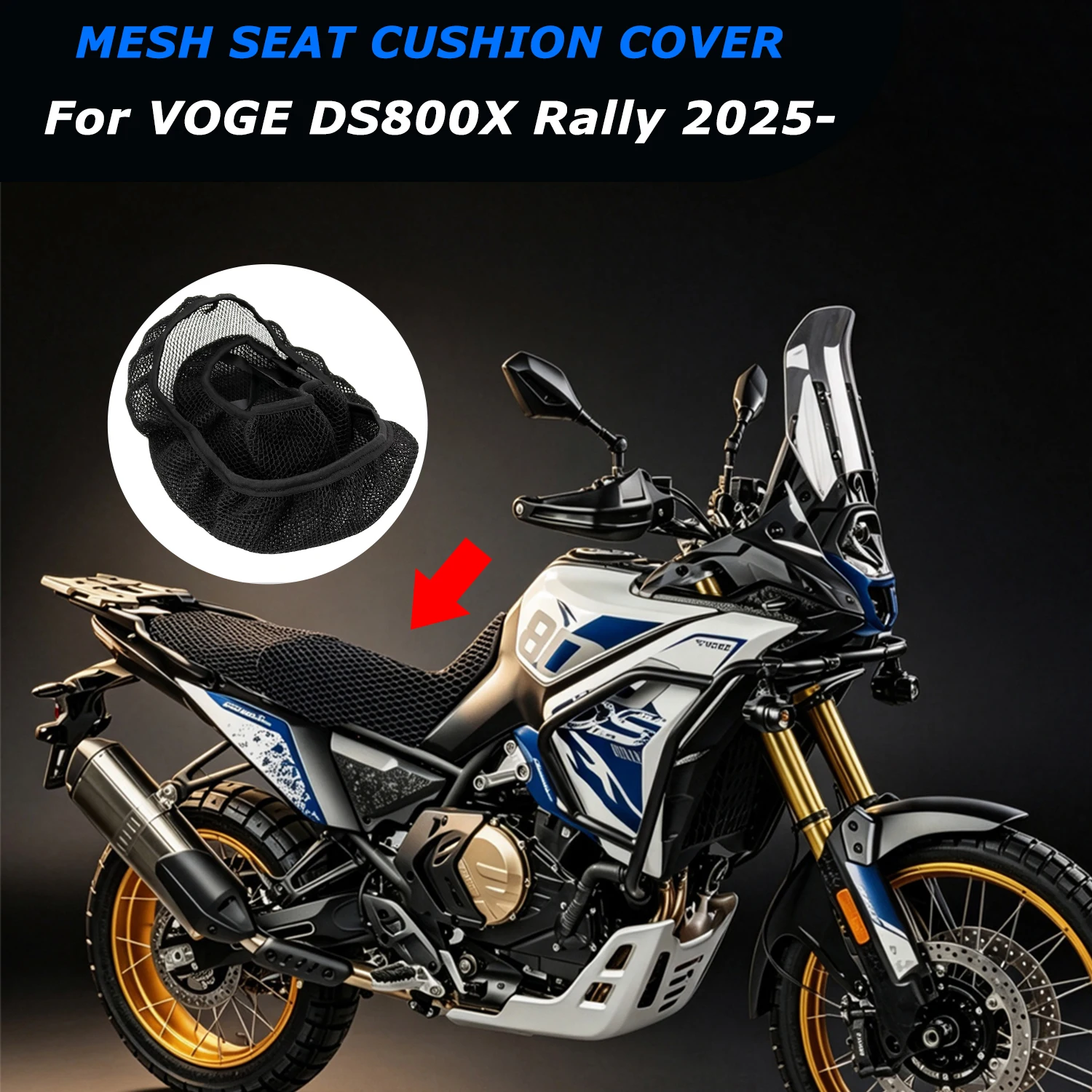 For VOGE DS800X DS 800X DSX800 Rally 2025- 3D Mesh Motorcycle Seat Cover Breathable Airflow Cushion Waterproof Sunproof Saddle