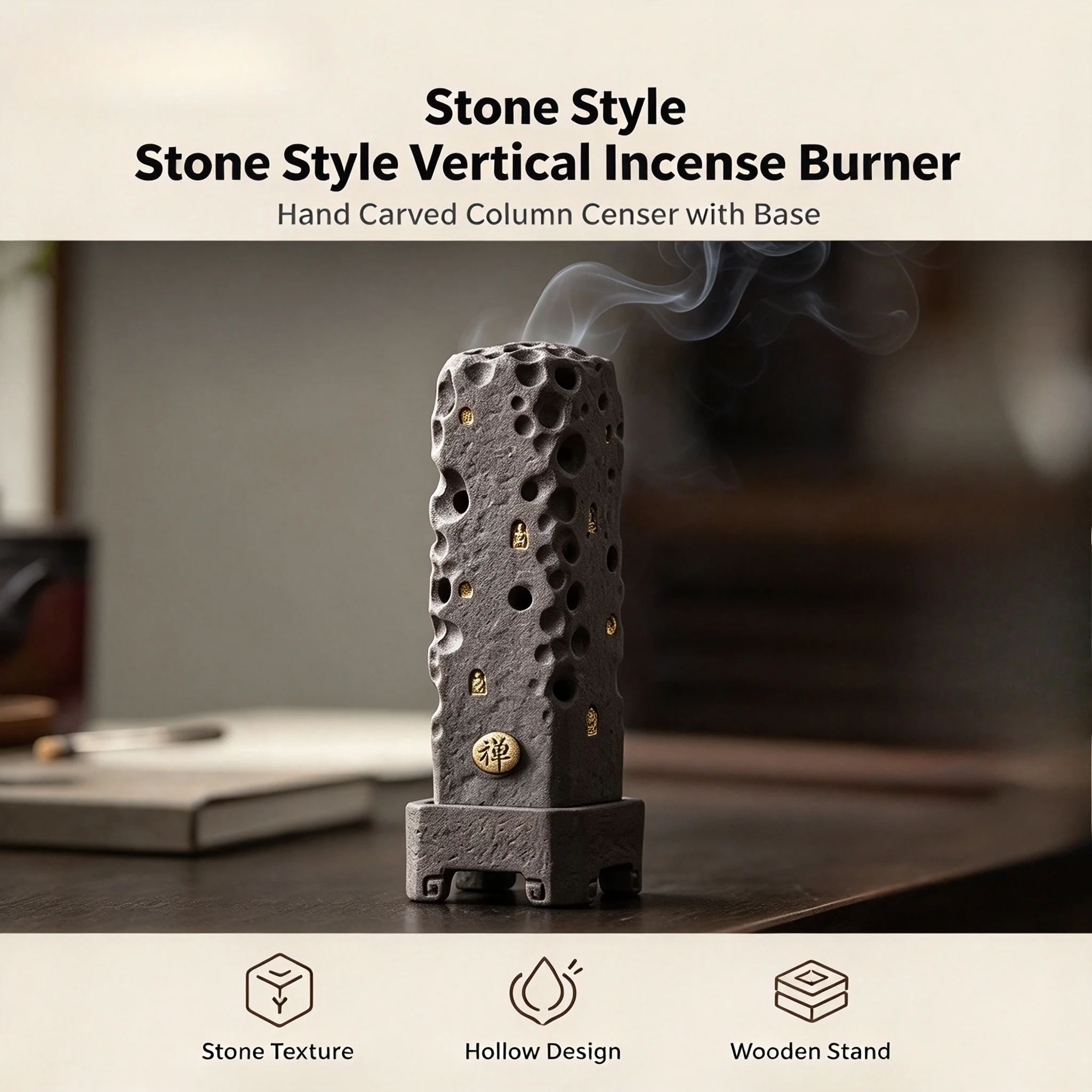 Retro Zen Incense Holder Incense Smoke Waterfall Incense Burners Meditation Smell Distributor Censer Cafes Supplies Decoration