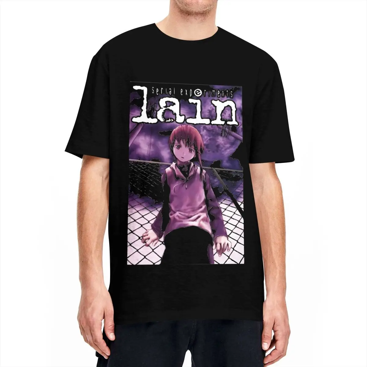 Serial Experiments Lain Poster Classic T-Shirts Men Women Vintage Cotton Round Collar Short Sleeve T Shirt Plus Size Clothing