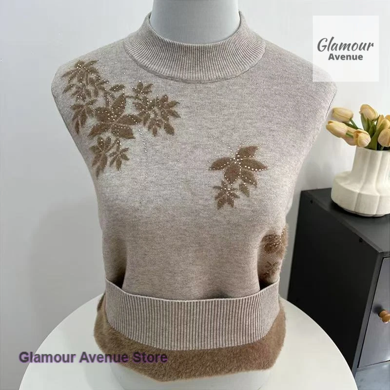 

Korean-style mother plus velvet padded sweater women's autumn and winter velvet knitted bottoming shirt western-style warm coat