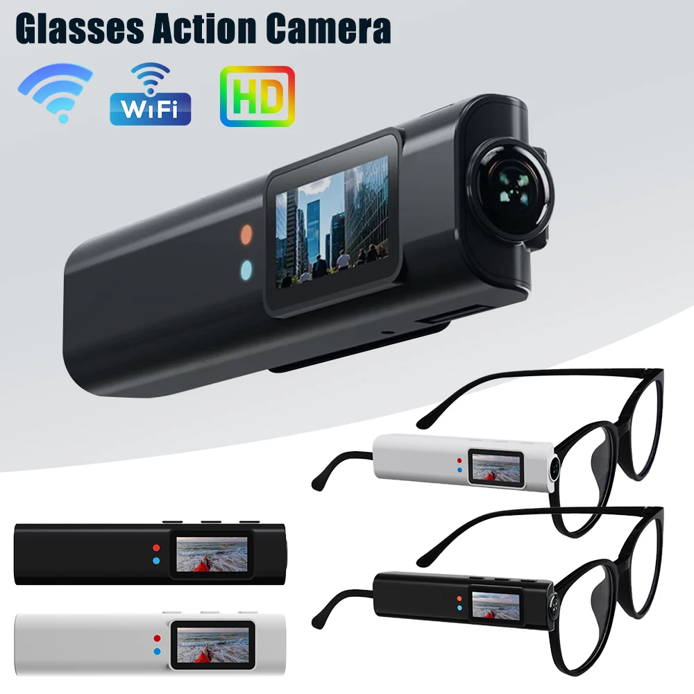 

Wireless Glasses Action Camera 4K HD WiFi Mini Digital Camera 250mAh Video Recorder Camcorder Sport on Glass for Cycling Hiking
