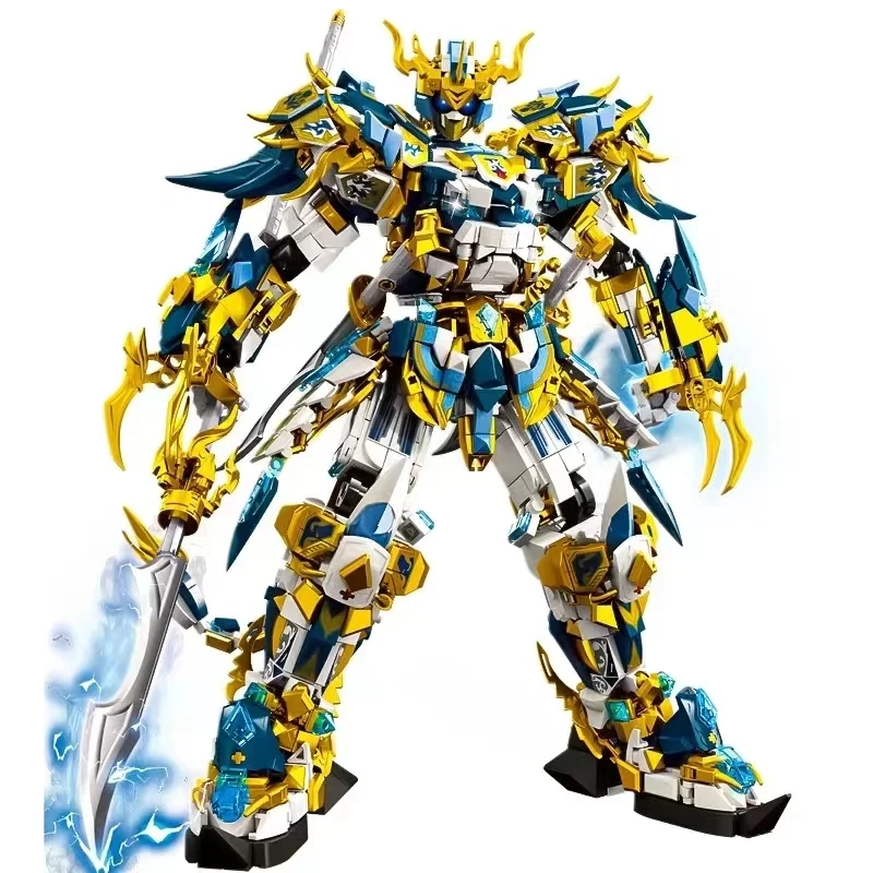 2168PCS Mechanical Armor Super Warrior Dragon Tiger God Beast Mech Building Blocks Robot Figures Model Bricks Toys Kid Boys Gift