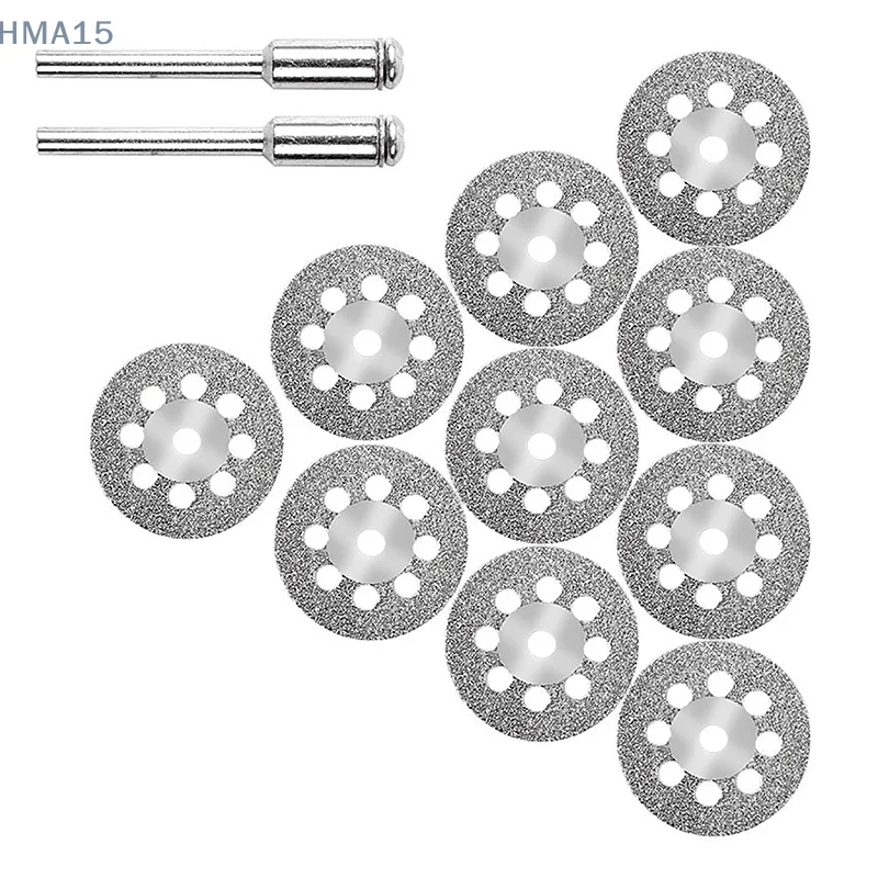 10pcs 22mm Diamond Cutting Disc 3mm Grinding Wheel Mandrel For Metal Cutting Rotary Tool Electric Grinder Parts