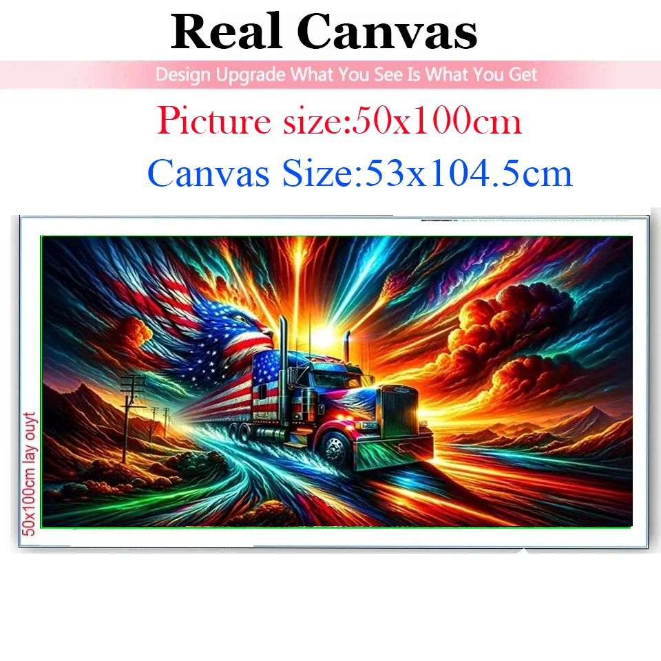 Amazing Art Large Diy Diamond Painting Black White American Eagle Flag Truck Wolf Cross Stitch Kits Full Drill Mosaic Embroidery