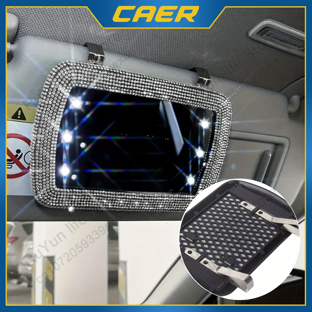 Car Sun Visor Vanity Mirror with Clip Glass Flat Lens Suitable for Various Vehicle Models Multi-Functional Travel Makeup Mirror