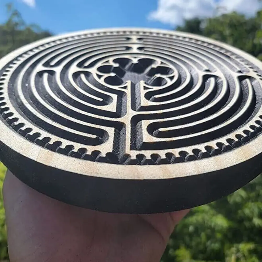 

Kids Wooden Finger Labyrinth Board Prayer Chartres Meditation Finger Maze Wood Carving Puzzle Toy