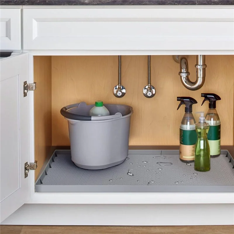 

B69C 1 шт. силиконовая подкладка для кухонной мойки с дренажным отверстием, впитывающий коврик, водонепроницаемая защита для раковины, серая