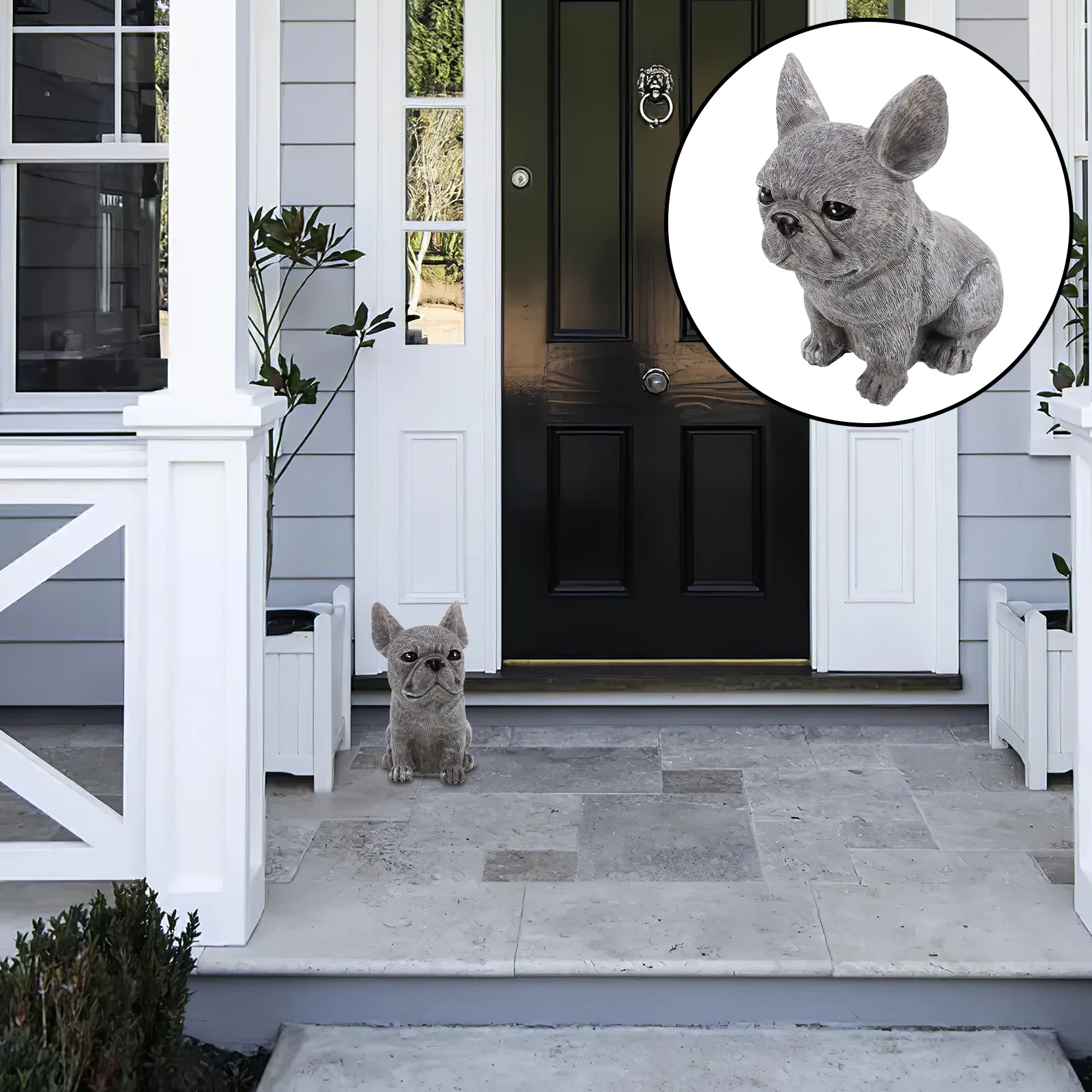 

Статуя французского бульдога из смолы, реалистичная скульптура сидящей собаки, садовый декор, газон, уличная декоративная статуя собаки, садовая фигурка