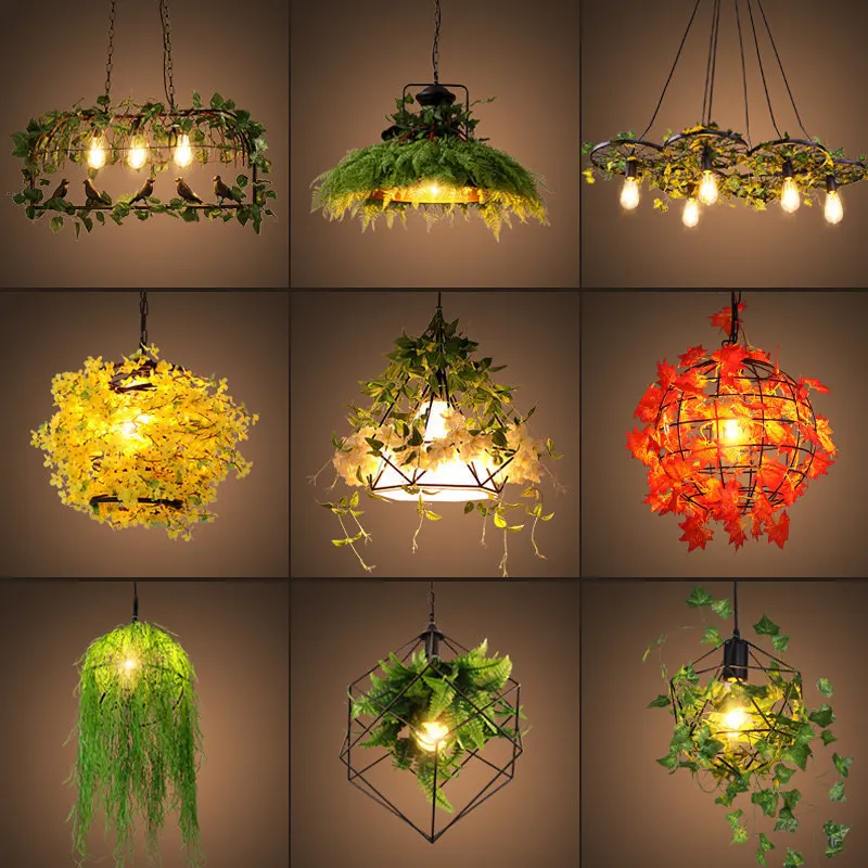 Plant chandeliers with retro industrial style personalized creativity music restaurants cafes atmosphere decoration chandeliers