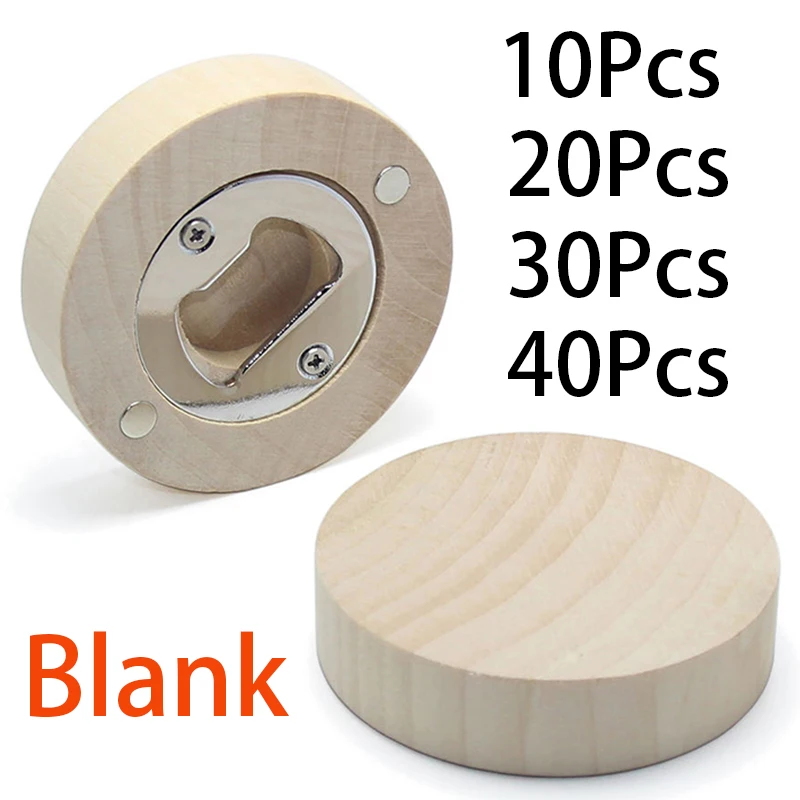 

10/20/30/40Pcs Wedding Gift Souvenir For Guest Round Wood Bottle Opener Blank Wooden Beer Openers