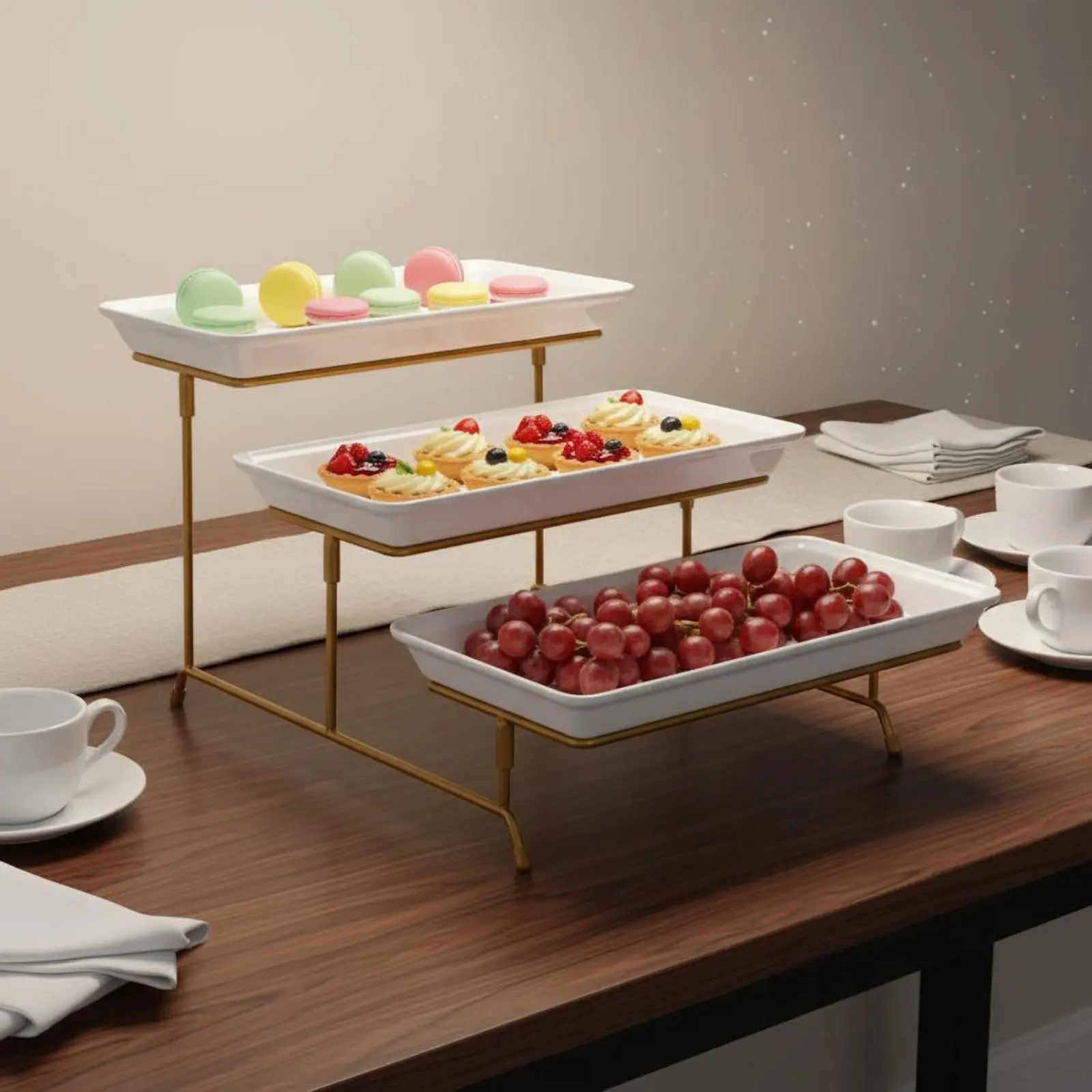 3-Tier Dessert Stand Multifunctional 3 Tier Serving Stand Triple Layer Fruit Tray Easy to Clean Tiered Dessert Tray Elegant - view 3