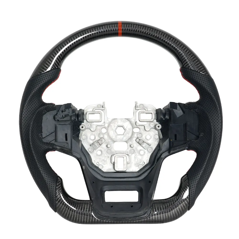 Real Carbon Fiber Steering Wheel For Ford Bronco 2021-2024 Perforated Leather Flat Sport Steering Wheel Modified Car Accessories