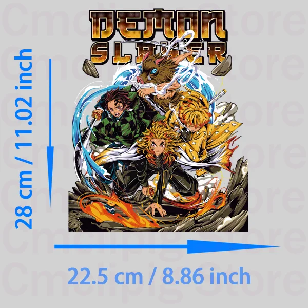 Anime Demon Slayer Tanjirou Iron on patches DIY Sewing Decoration Appliques on clothes heat transfer stickers Washable