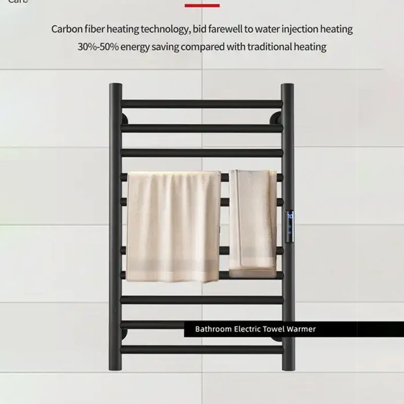 タイマーと温度表示付きの高速加熱タオルラック、ブラッシュドゴールド、電気、高速加熱