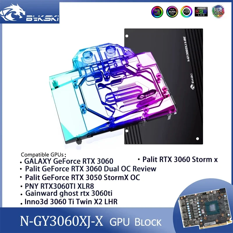 Bykski N-GY3060XJ-X GPU Water Block for Palit RTX 3060 Dual OC