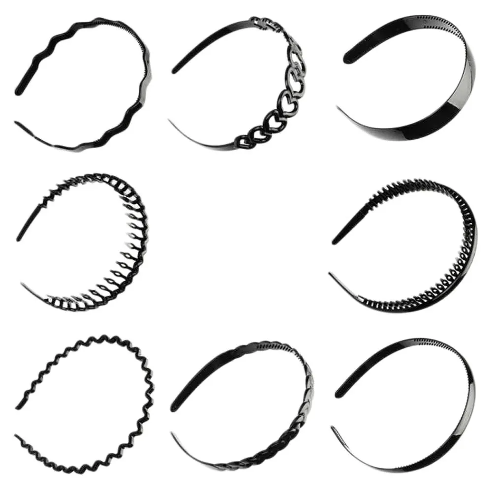 

8Pcs Non-Slip Headband Black Acrylic Teeth Press Hair Buckle Daily Hairband Girl Headwear Comfortable Anti-Slip