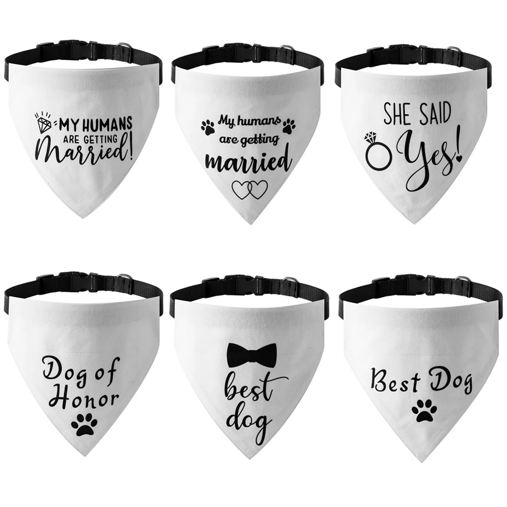 My Humans are Getting Married Dog Bandana Over the Collar for Easy Leash Attached Engagement Dog Bandana Adjustable Dog Collar