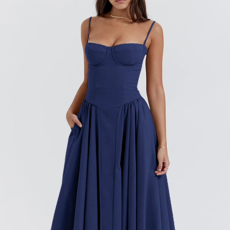 ชุดเดรสสายเดี่ยวสไตล์ยุโรปและอเมริกาสำหรับฤดูร้อนปี 2026 พร้อมดีไซน์รัดเอว แฟชั่นทันสมัยและเซ็กซี่ สีแดงสำหรับผู้หญิง