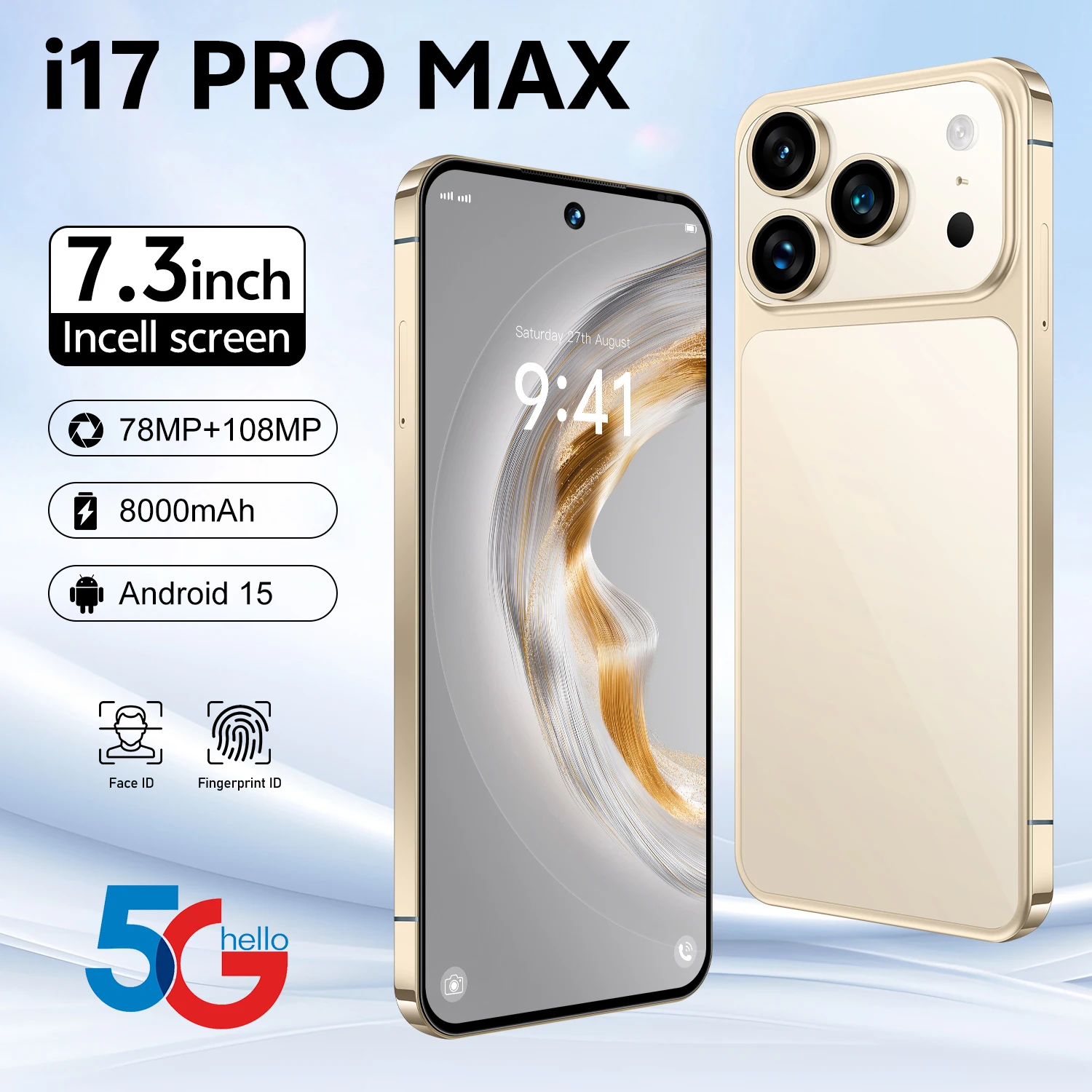 2026 حار i17 ProMax جديد وأصلي ذكي 5G بطاقة مزدوجة الاستعداد المزدوج نظام أندرويد 14 الإصدار العالمي بطارية 7800 مللي أمبير في الساعة