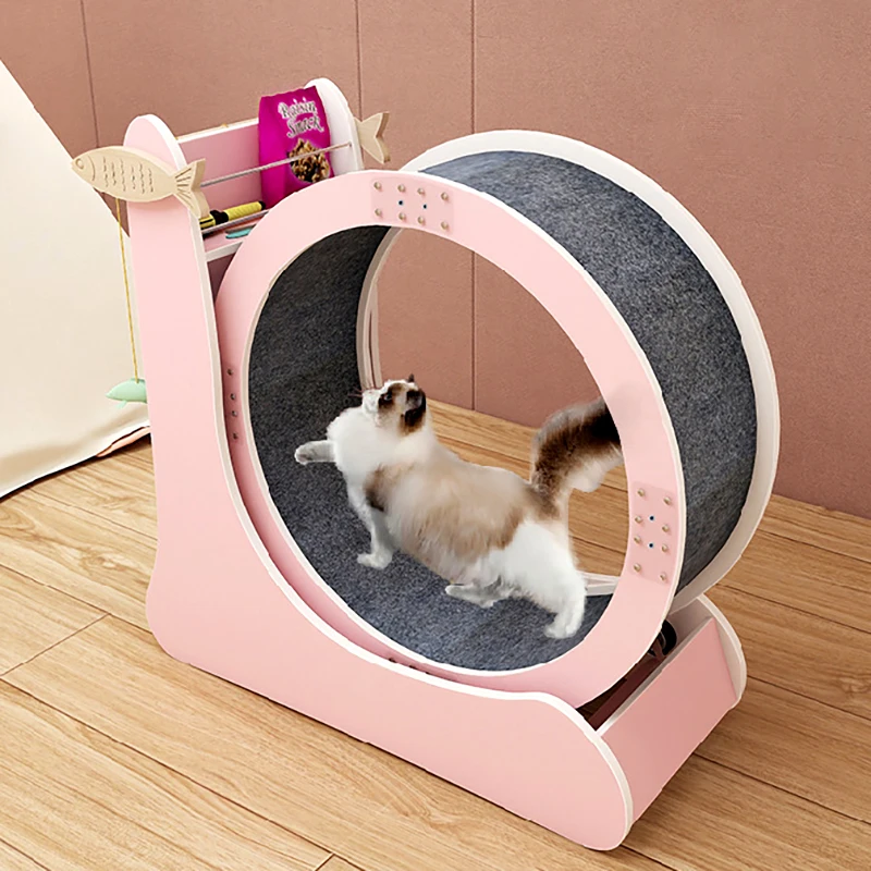 Wooden Pet Exercise Treadmill Silent Cat Treadmill Large Cats Running Wheel Cat Scratcher Toys Climbing Frame Pet Fitness Roller