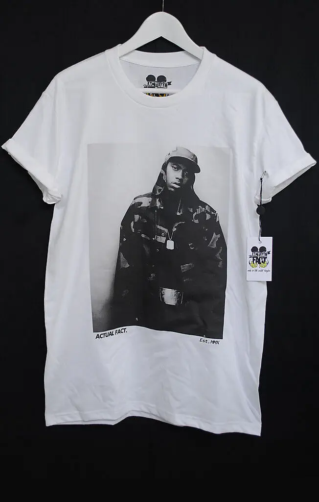 ACTUAL FACT NAS CAMOUFLAGE BLACK & WHITE RAP HIP HOP URBAN TEE T SHIRT