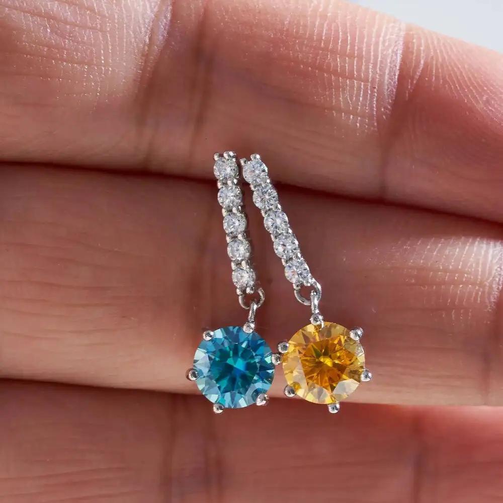1 ctx2 Moissan ite Tropfen Ohrringe für Charm Lady Silber Schmuck mit königsblauer Farbe Goldgelb Farbe Femald Dating Geschenk – Detail 5