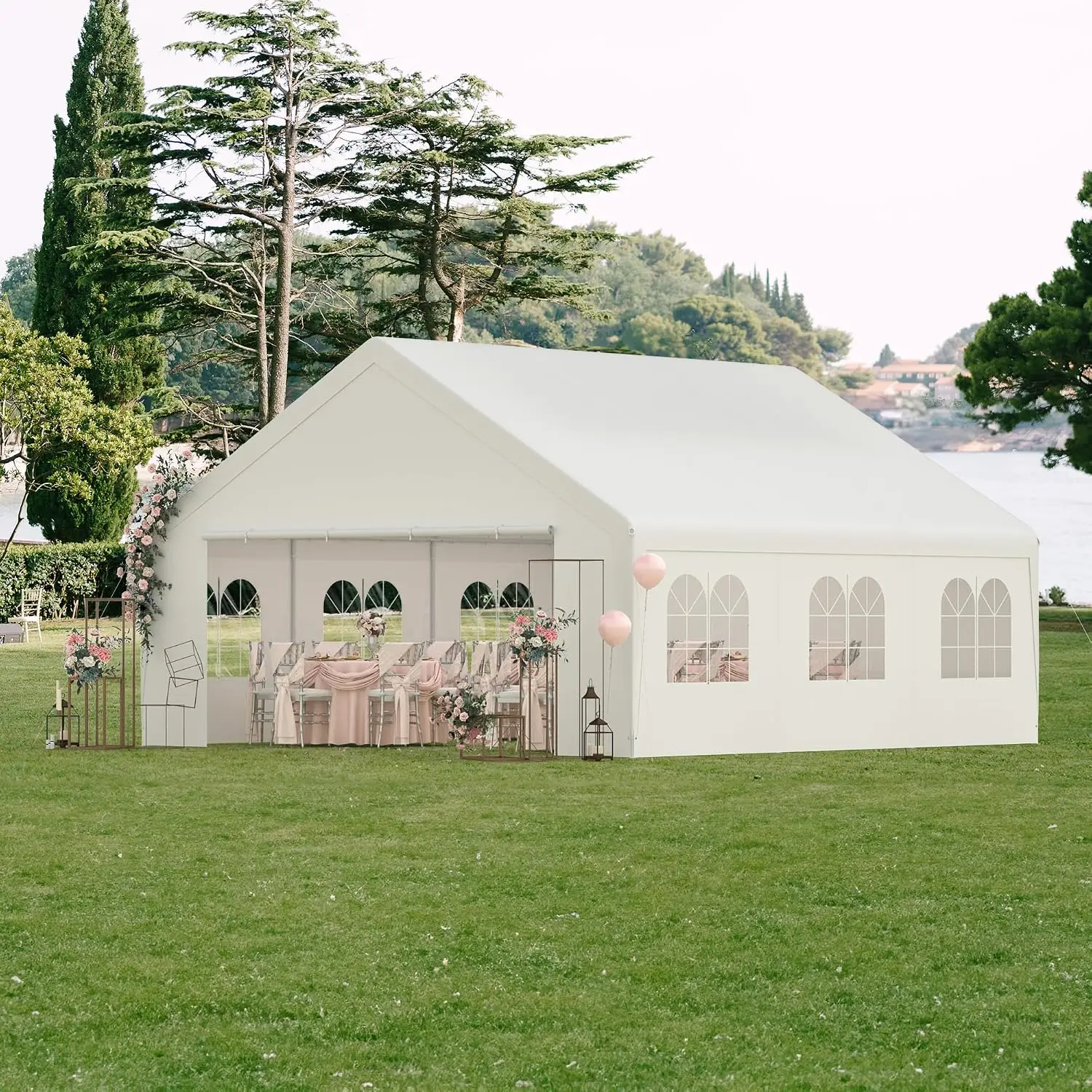 20 X 20 Foot Party Tent Outdoor Canopy Removable Sidewall All Season Tarp Waterproof Carport Wedding Windows Event Shelters Outd