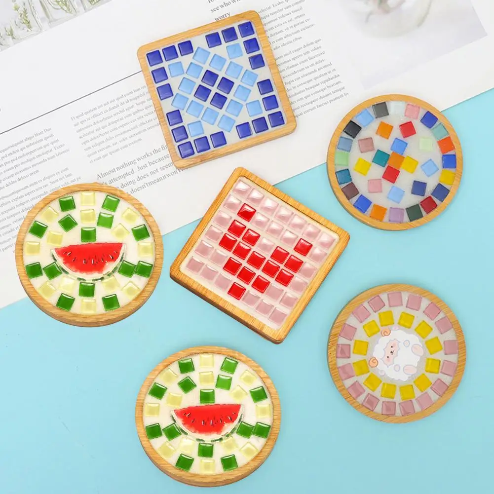 Mosaic DIY Coaster Kit for Home Decor Kids Activities Hands-on Craft Set for Heat Insulation Parent-child Bonding Cup Pad Mats