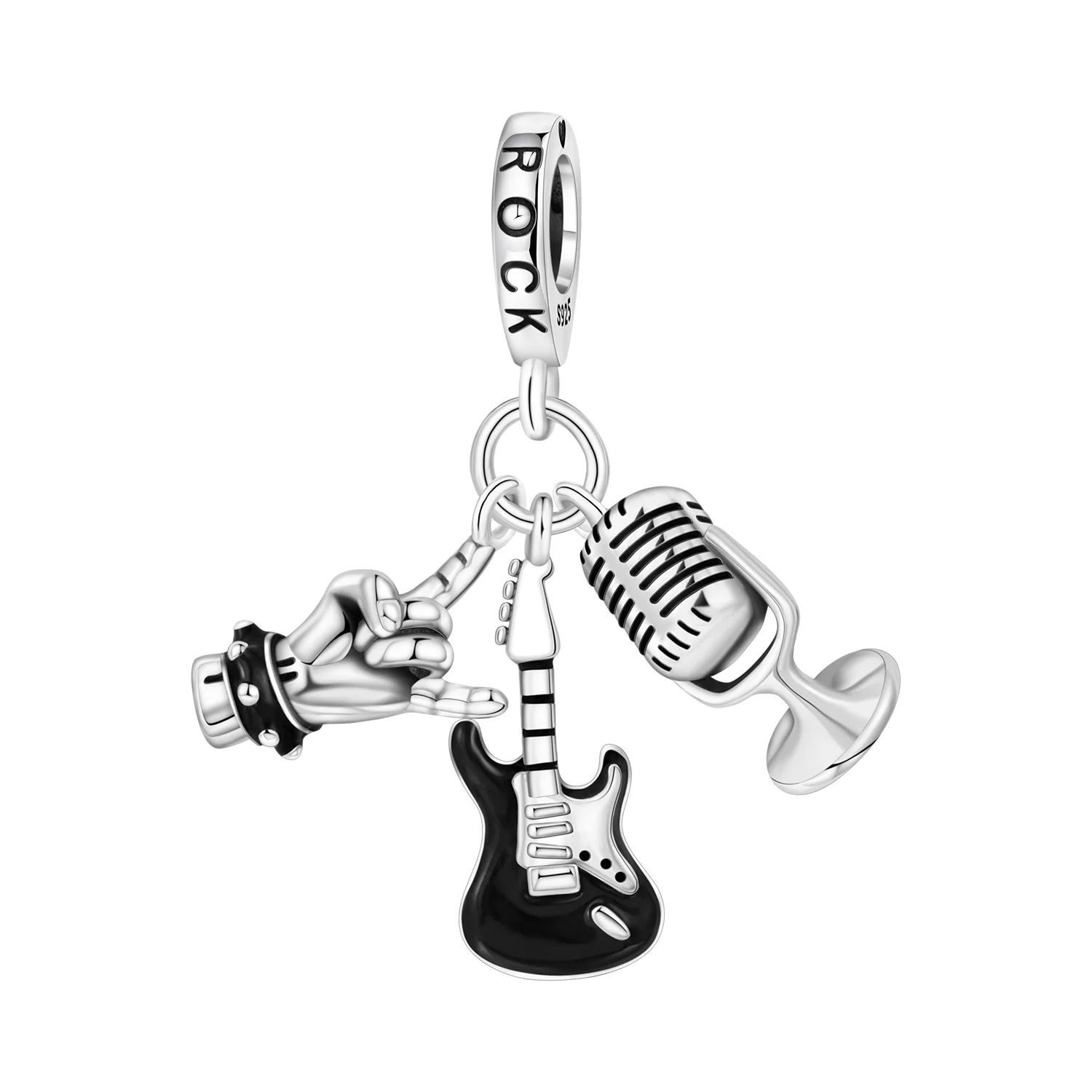 PANPOKI 925 Sterling Silver Rock Guitar Hobbies Interests Charms Beads Pendant Fit DIY Bracelet Necklace Jewelry Souvenir Gifts