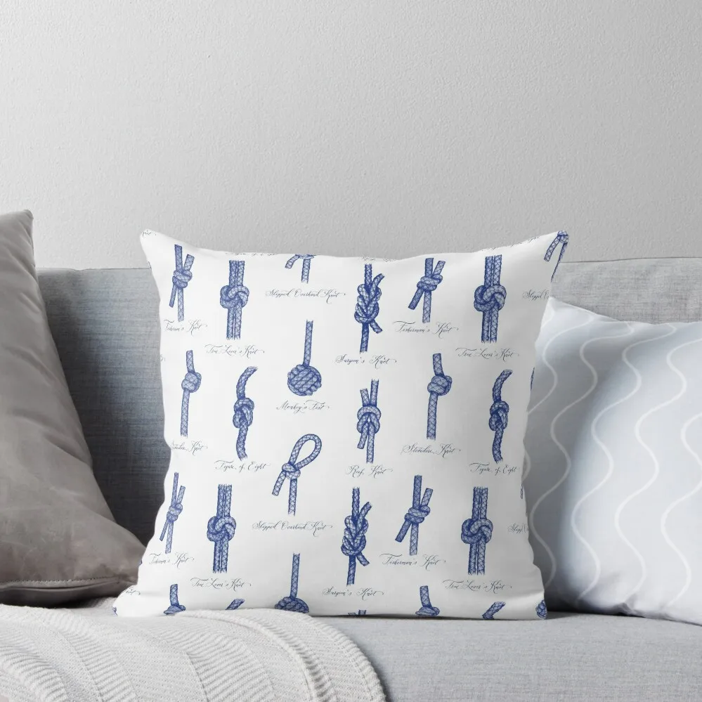 

Nautical Knots (White and Navy) Throw Pillow Christmas Pillows New year pillow