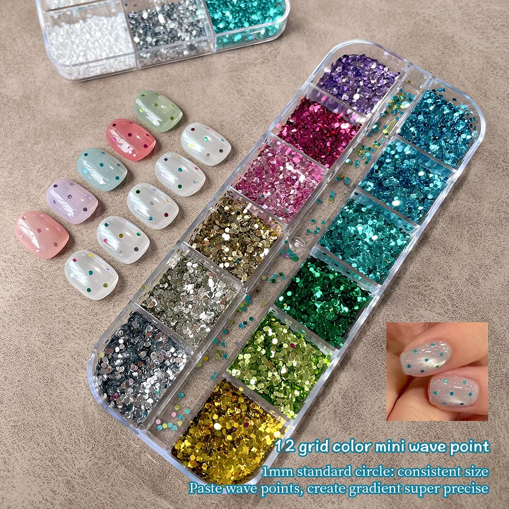 Mini Round Dot Nail Glitter Sequins Round Nail Confetti Sparkling Polka Dots Nails Flakes Assorted Colorful Small Round Glitter