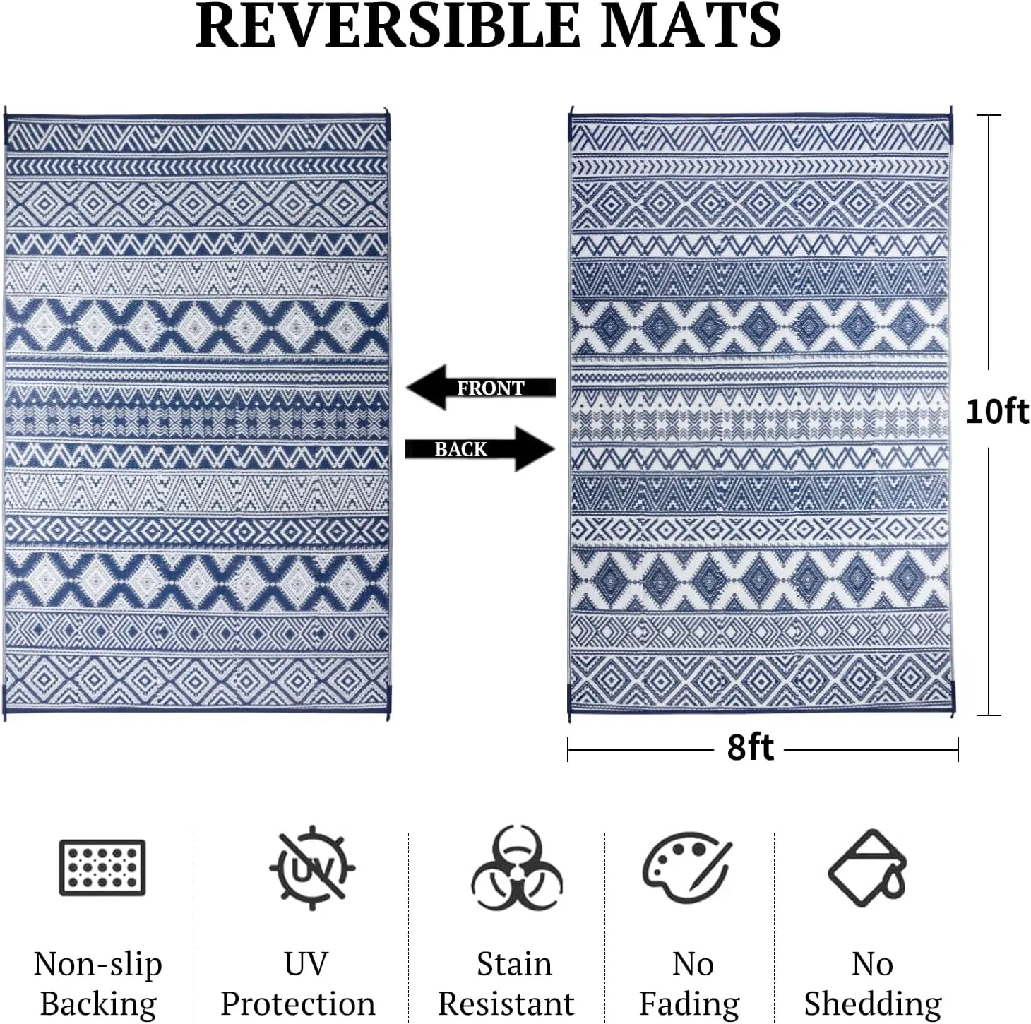 Waterproof Outdoor Rug 8x10 ft, Reversible Plastic Straw Patio Camping Rugs, Outdoor Indoor RV Mat Carpet for Patio, Outside Ent