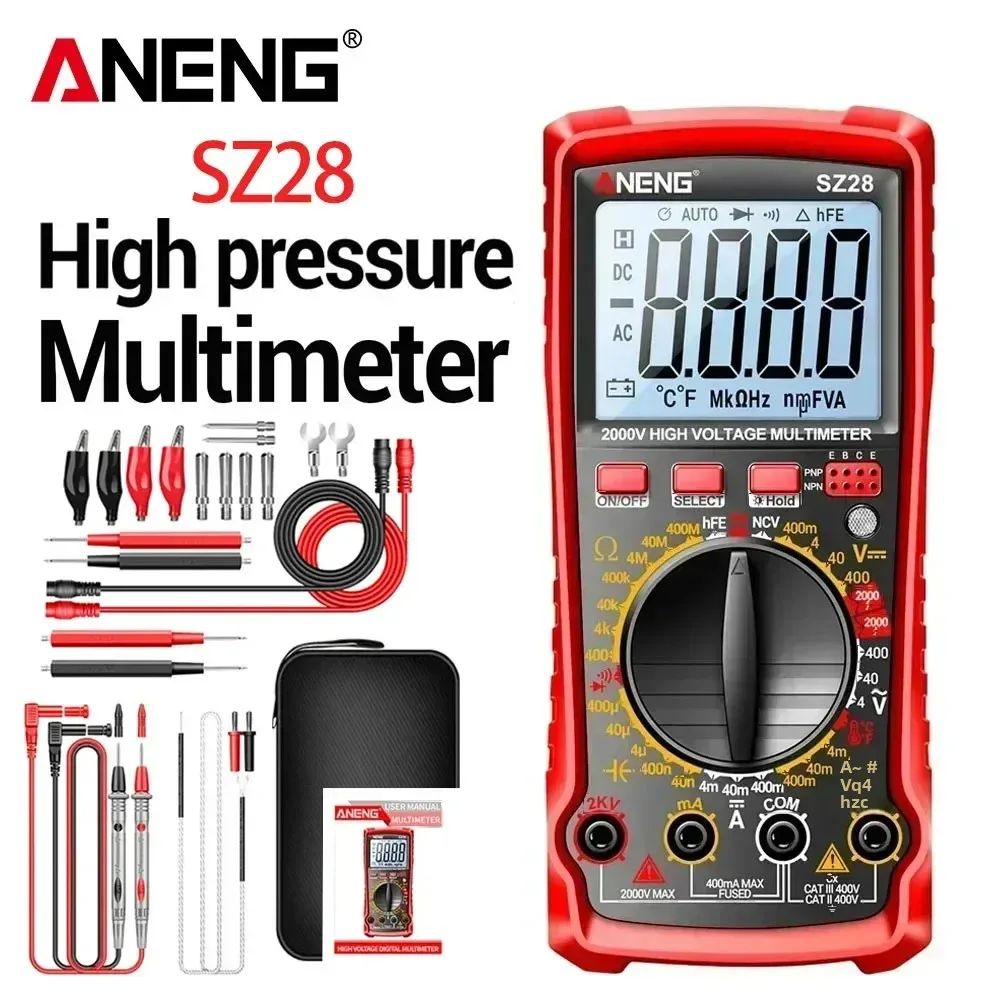 

ANENG SZ28 4000 Count Smart Multimeter DC Current AC/DC Voltage High Precision Capacitor Multimetro Diode Resistance Tester Toos