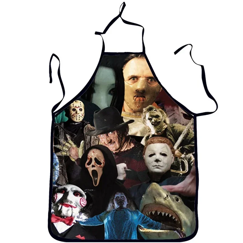 Halloween Aprons Skull Printing Adult Kitchen Apron Dinner Party Cooking  Tablier Cuisine Children Apron Kitchen Apron