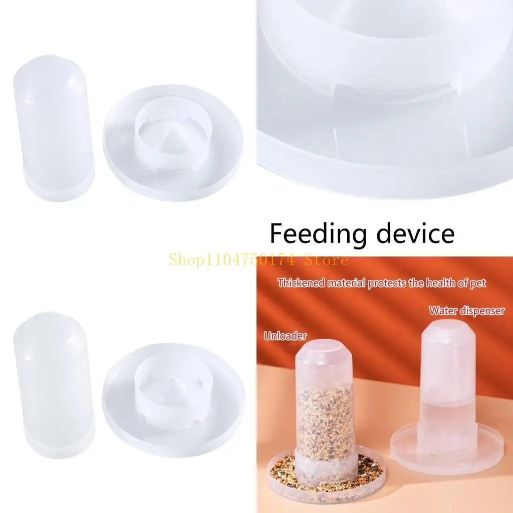 Cubo alimentación diseño transparente para aves corral, práctico bebedero y alimentador pájaros para exteriores,