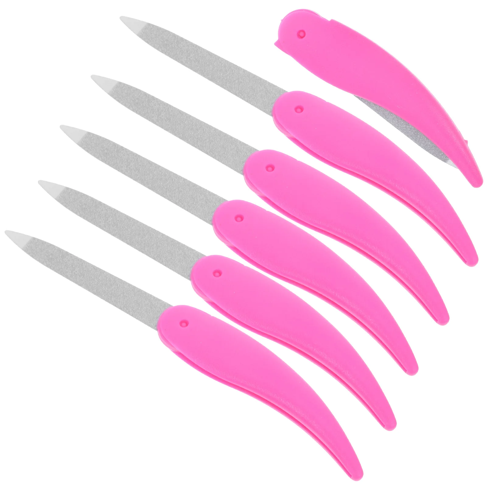 

6pcs Nail Files Stainless Steel Foldable Double Sided Polishers Travel Manicure Tools Salon Supplies Diamond Strips