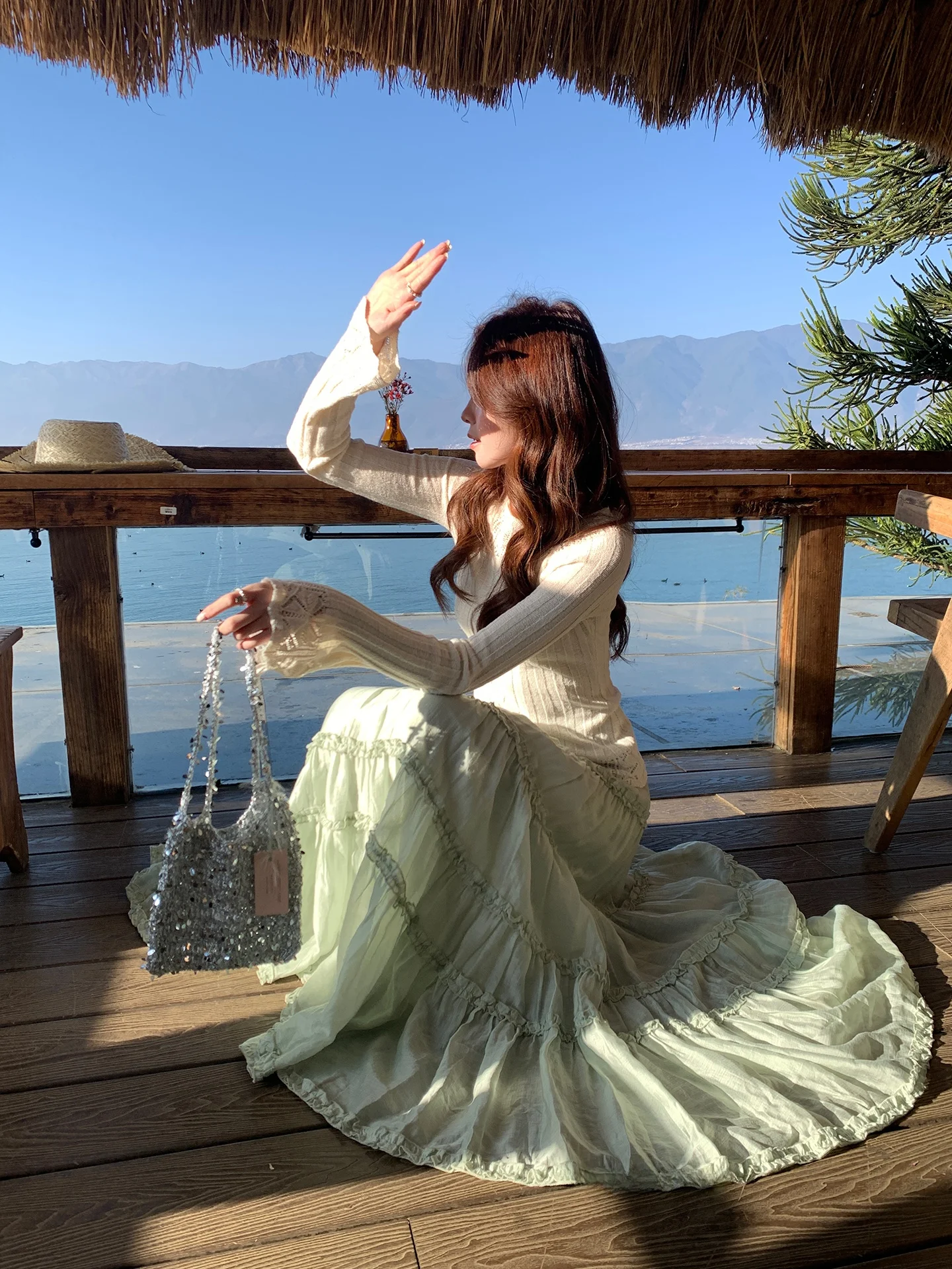 

Юбка миди А-силуэта с высокой талией в корейском стиле, из смесового полиэстера и нейлона, универсальная длинная юбка для весеннего повседневного образа и офиса