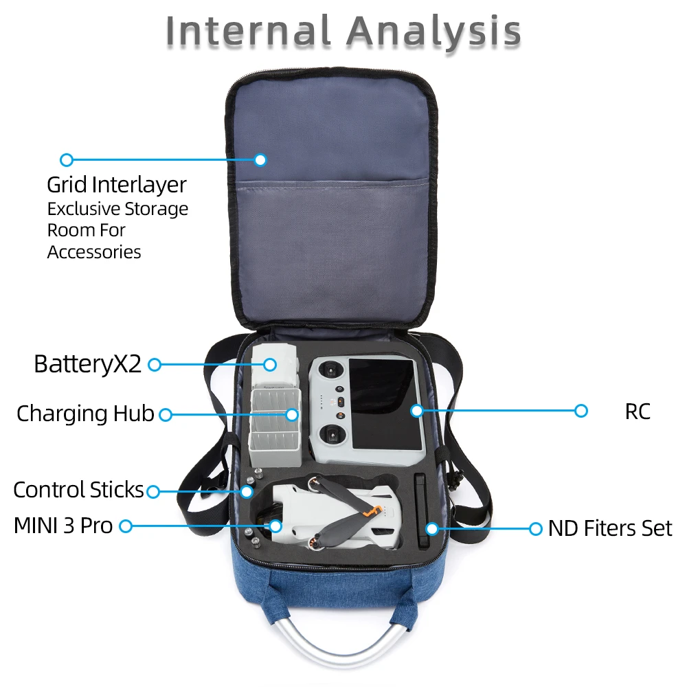 حقيبة تخزين صغيرة 3 pro حقيبة حمل للسفر صندوق محمول حقيبة كتف لملحقات الطائرة بدون طيار DJI Mini 3 pro