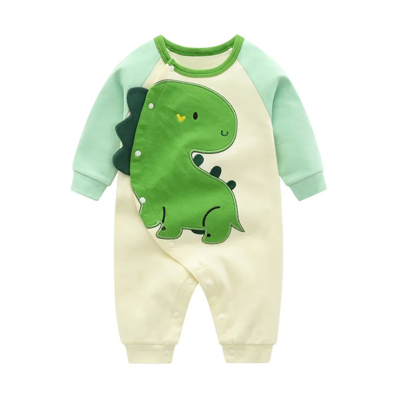 Newborn Autumn Baby Romper Fall Long Sleeves Bowtie Style Dinosaur Boy Girl Clothes Little Gentle Man Penguin Infant Jumpsuits