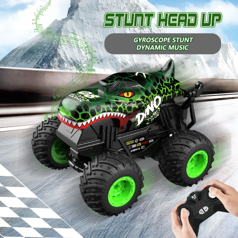 

1: 20 LED lighting, music, and lighting remote control stunt car rotating 360 degrees 4WD children's toy with RC car remote cont