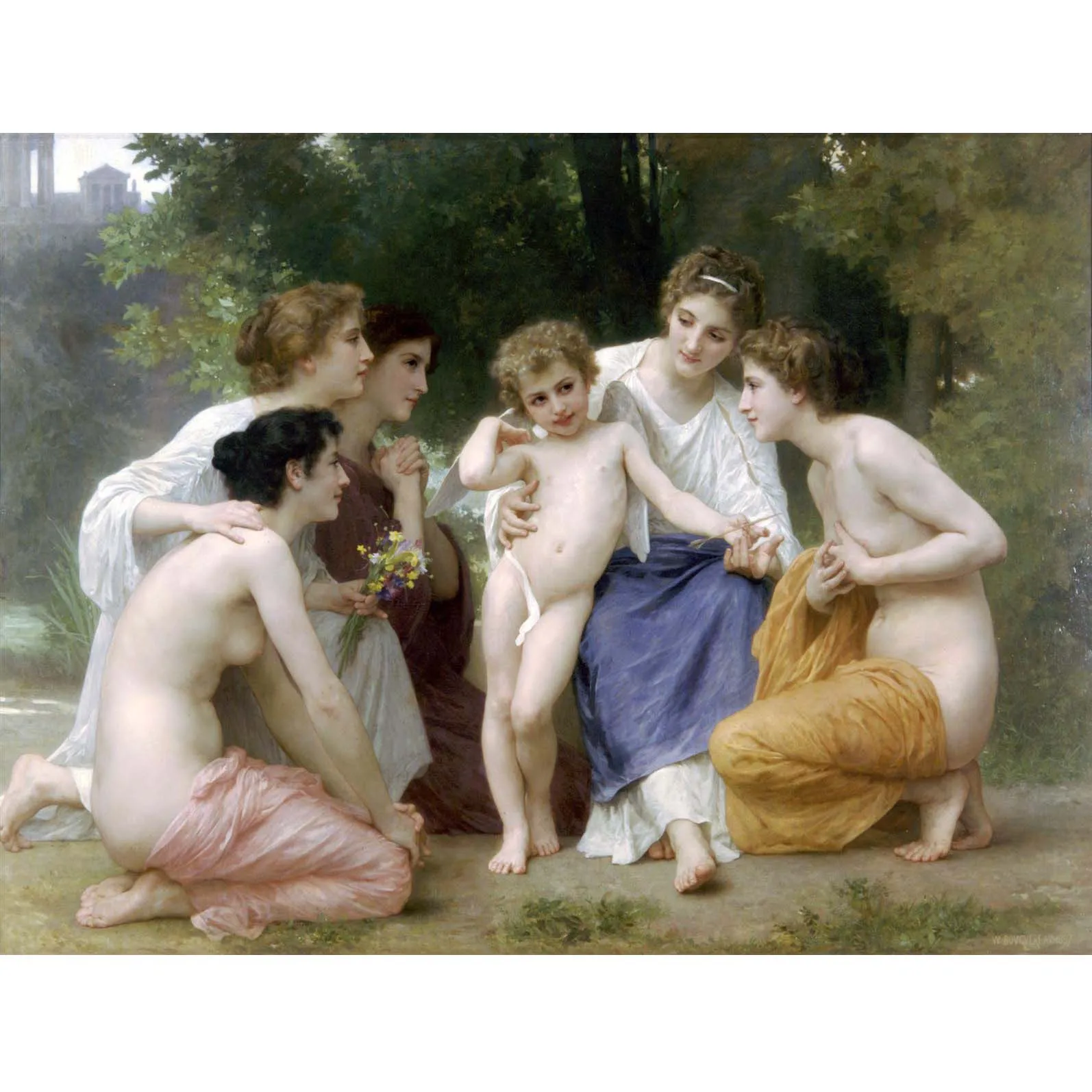 Ladmiration by William-Adolphe Bouguereau Hand painted famous painting replica Academicism figure painting for living room