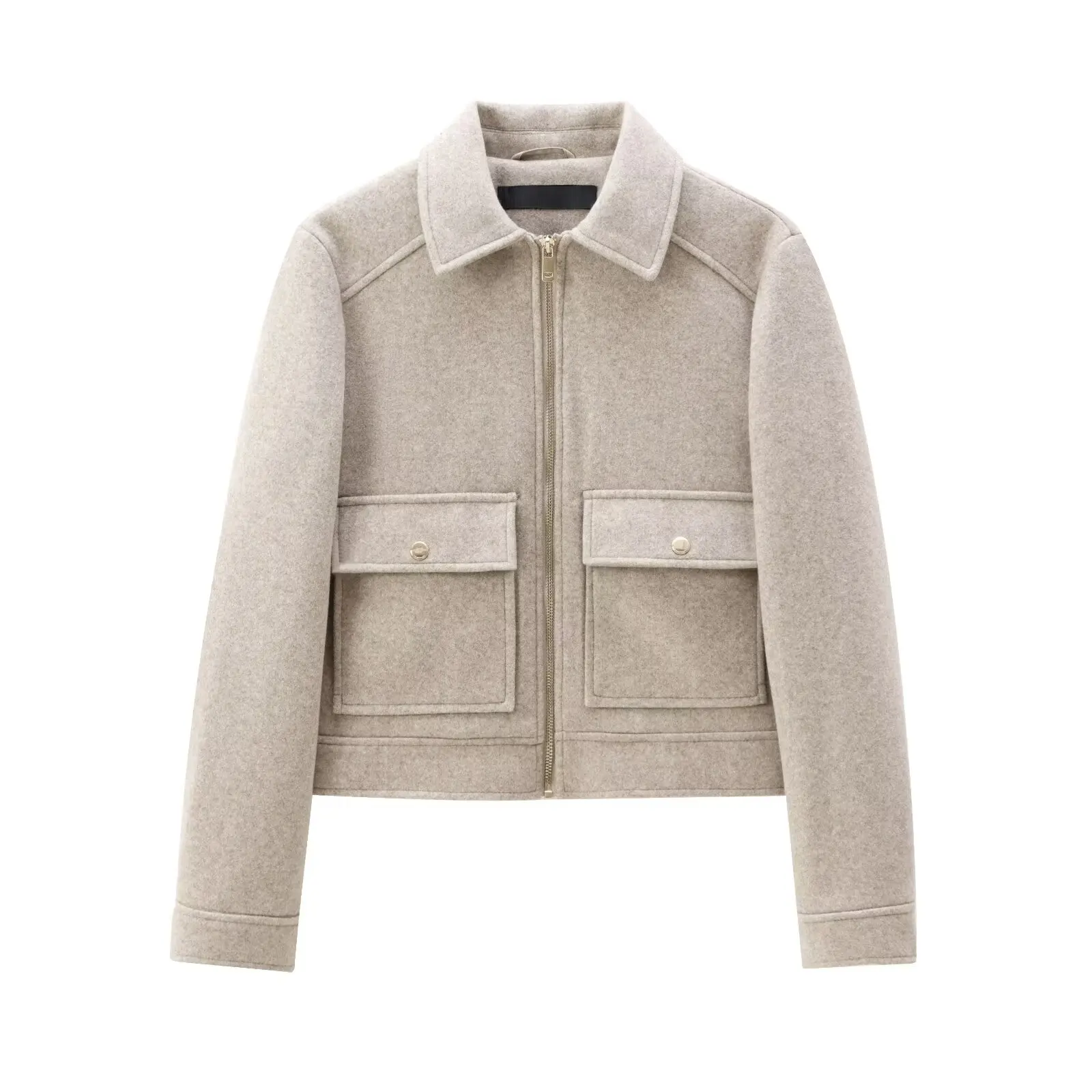 المرأة سستة سترة معطف شتاء جديد كم طويل جيب ملابس خارجية معطف قصير الشارع سترة نسائية أنيقة #2