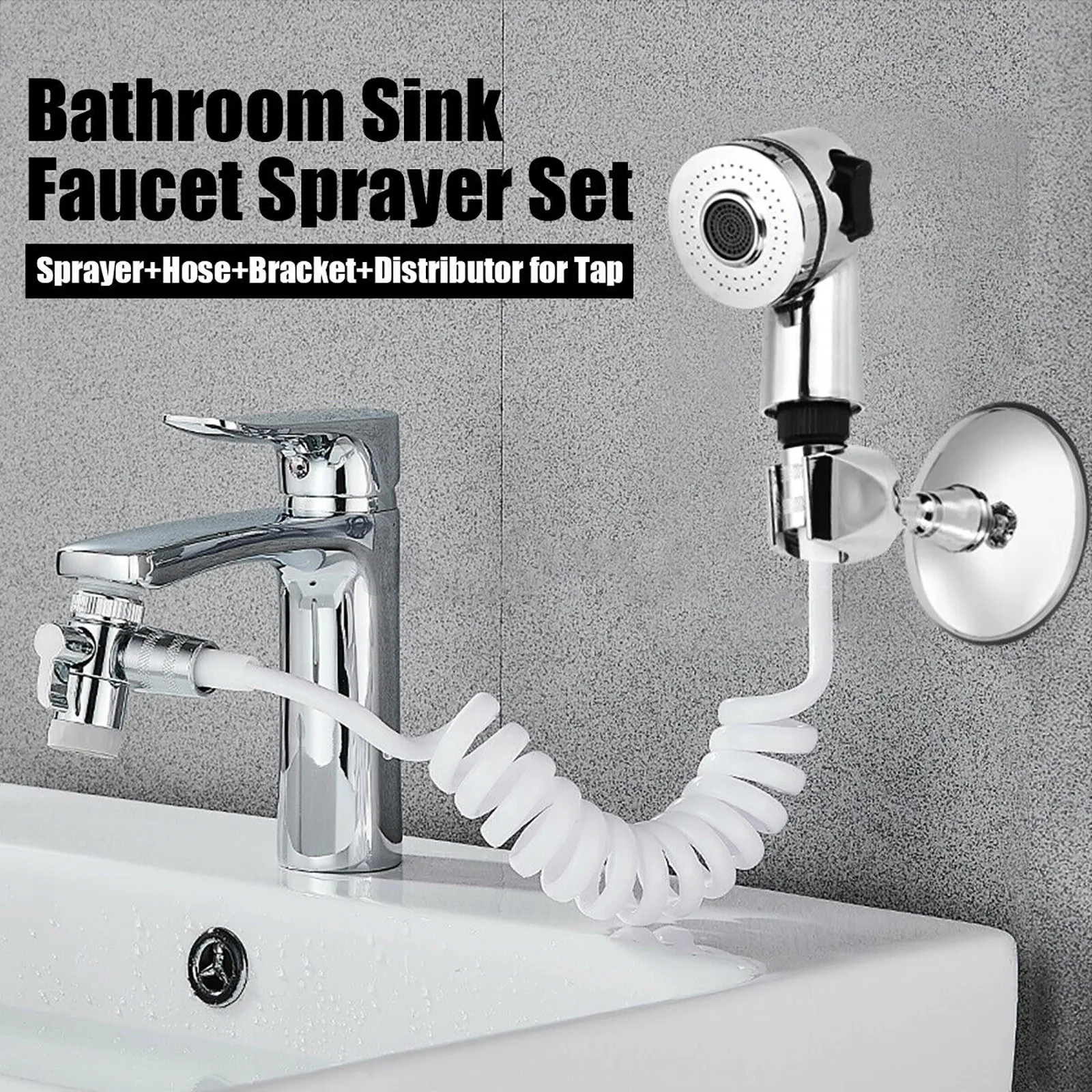 Home Bathroom Sink Faucet Sprayer Water Tap Extension Nozzle Adjustable Shower Set Sucker Wall-mounted Convenient To Install