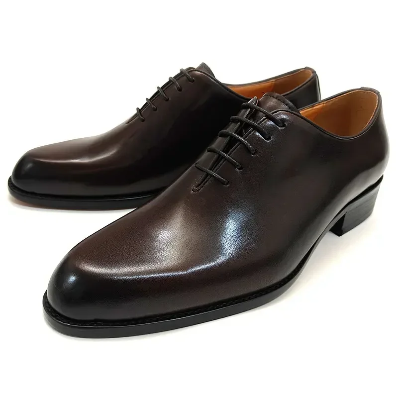Men's Genuine Leather Oxfords Black Coffee Casual Shoes
