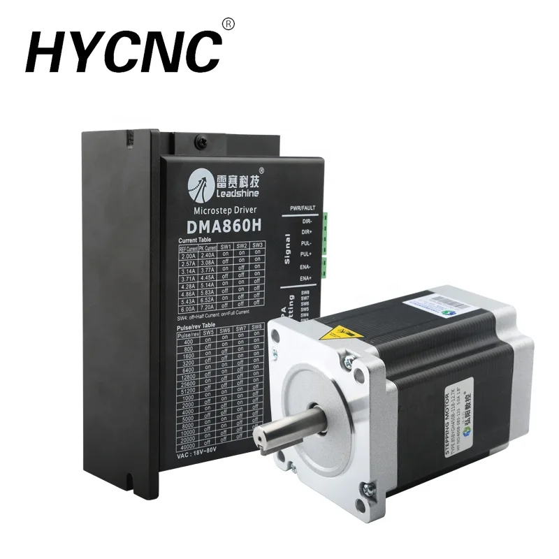 HYCNC Nema 34 3Phase 8nm Micro Industrial Closed Loop Powerful Stepper Motor Leadshine Dma860h Speed Controller Driver Kit