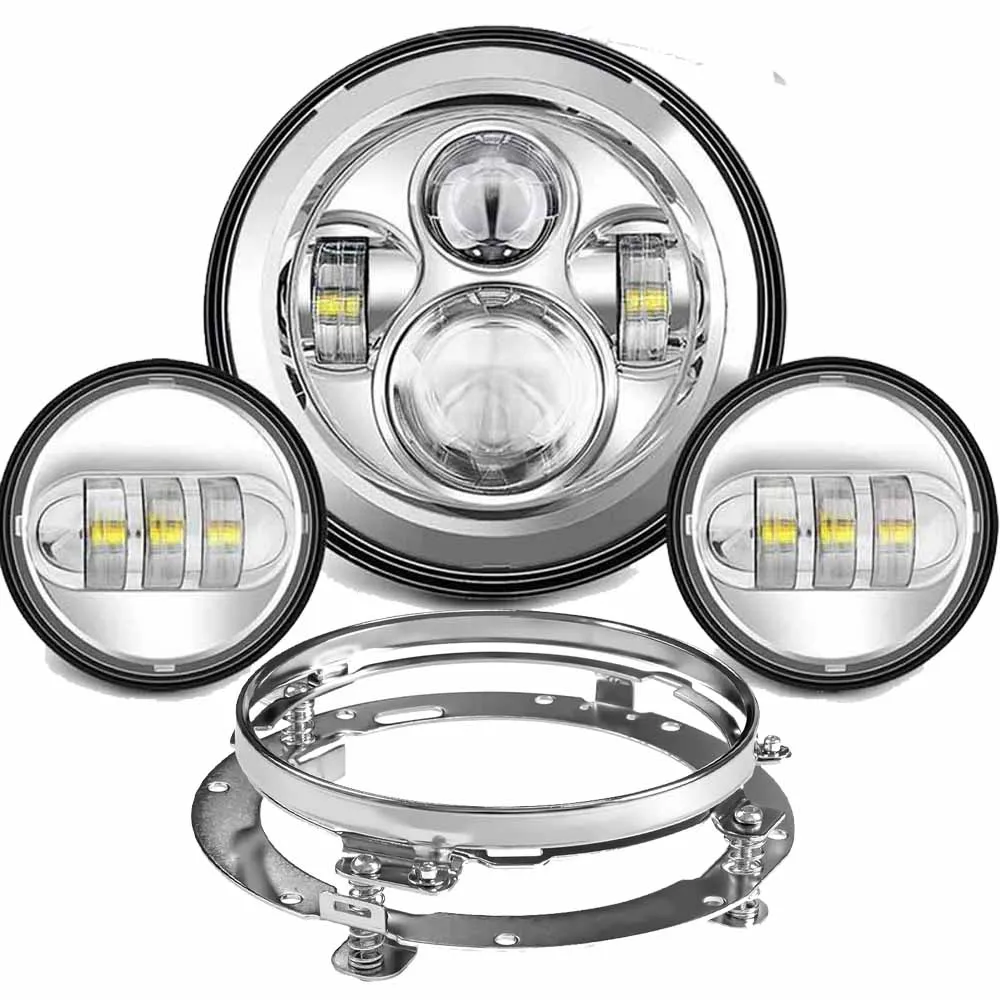 7 inch LED Koplamp + 4.5 inch Mistlampen 7 "Bracket Montage Ring Onderdelen voor Harley Touring Electra Glide Road King Street Glide